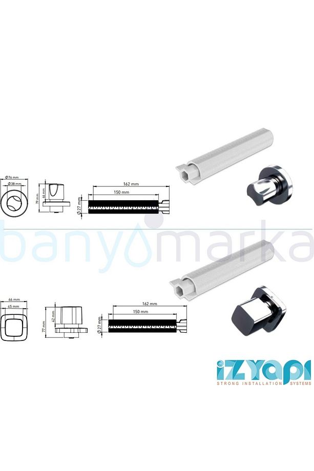 İz Ankastre Stop Valf (1/2"), Kare Rozet, Mat Siyah - BT7030-MS - 2