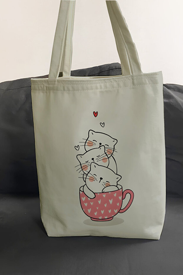 Printed Daily Beach Shopping Tote Cloth Bag with Quality Fabric Inner Pocket