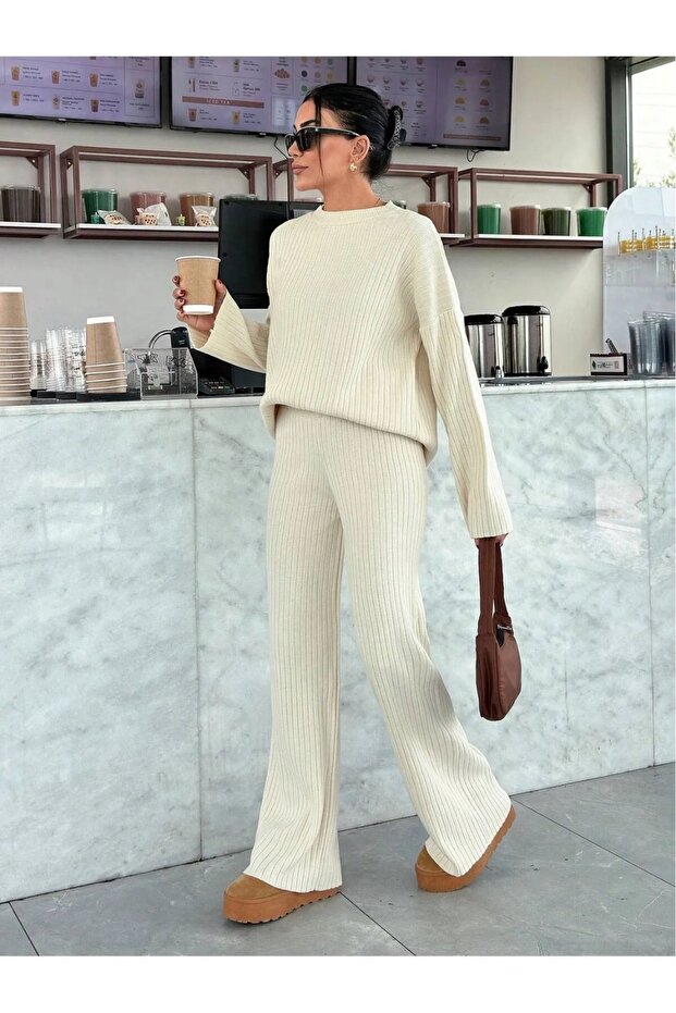 Knitwear Ribbed Bottom Top Suit Women