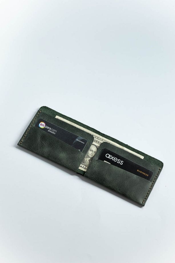 Unisex Okyanus Yeşili Minimal X Para Cüzdanı - 7