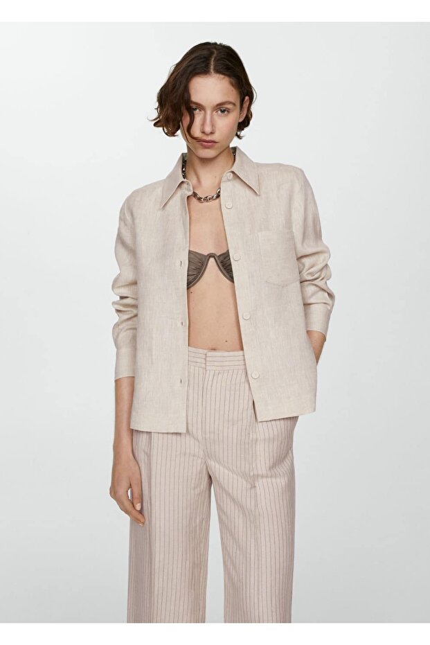 %100 keten gömlek - 6