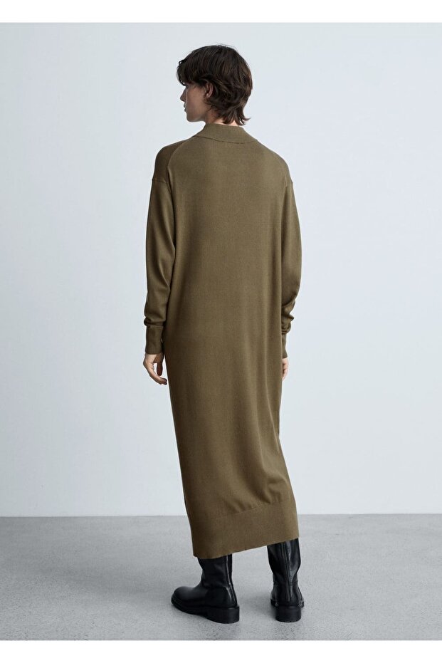 Perkins yakalı triko elbise - 4