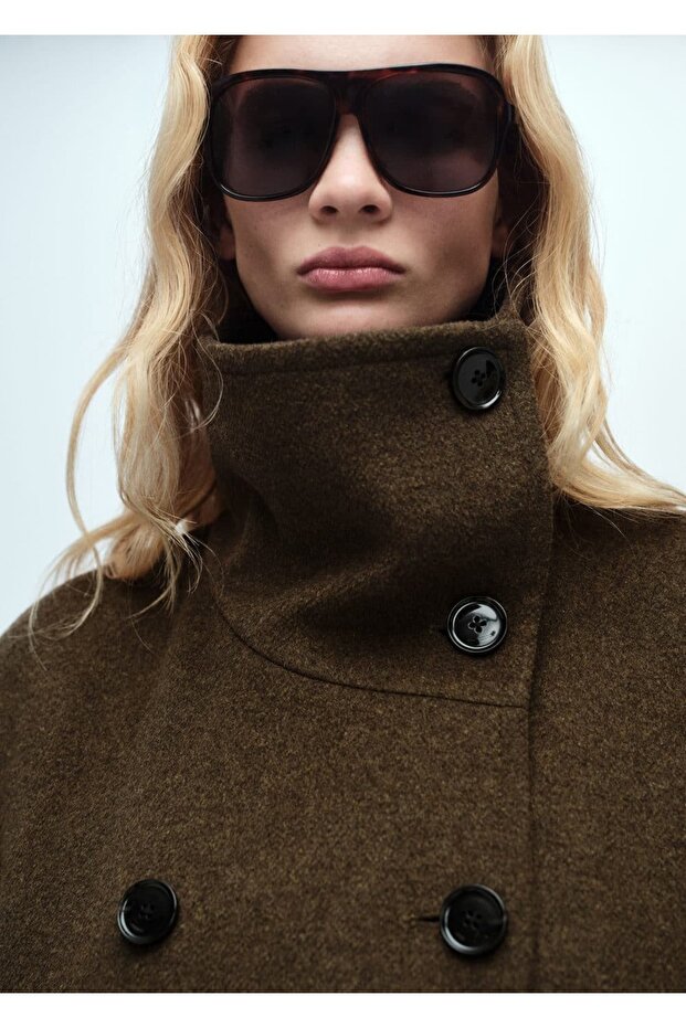 Dwurzędowy wełniany płaszcz - 5