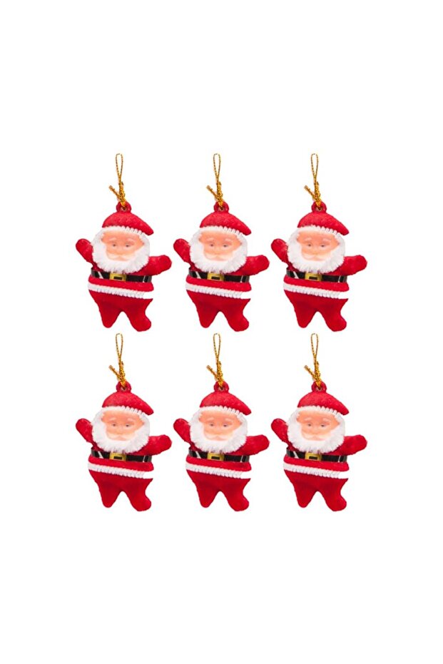 Yb410 glittering christmas santa tree ornament 6 piece christmas