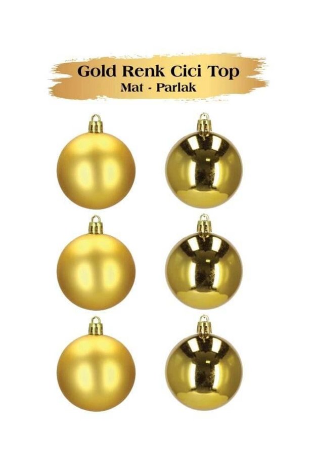 Brs-1647 Christmas Ball Ornament 6 cm 6 Pieces Gold Matte-Gloss