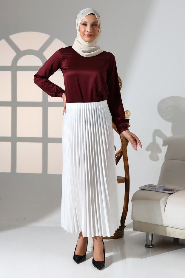 Piliseli Etek [BEYAZ] - 5