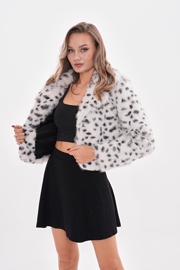 Leopard Print Collared Crop Jacket - 3