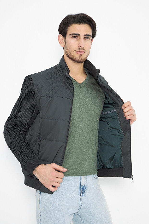 KOL TRİKOLU DİRSEK YAMALI REGULAR KIŞLIK MONT - 4