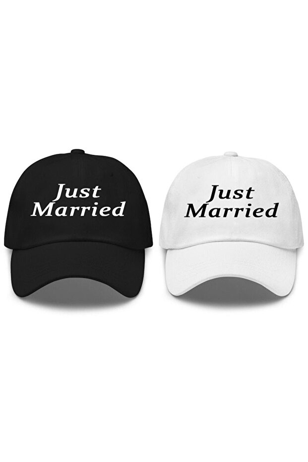 قبعة مزدوجة مكونة من قطعتين مع طباعة Just Married (New Married)