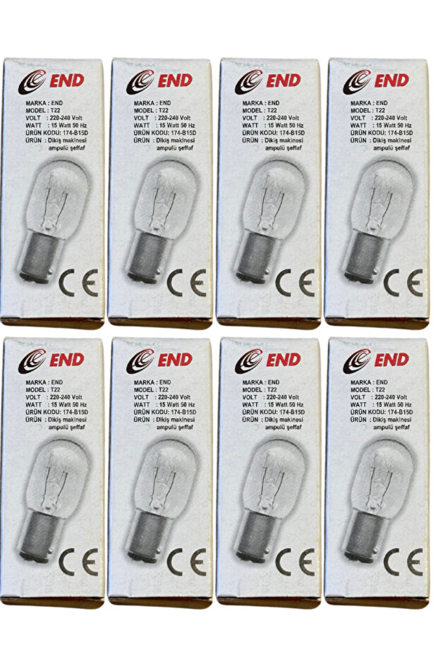 15W B15D Duylu Dikiş Makinesi Ampulü (8 Adet) - 1