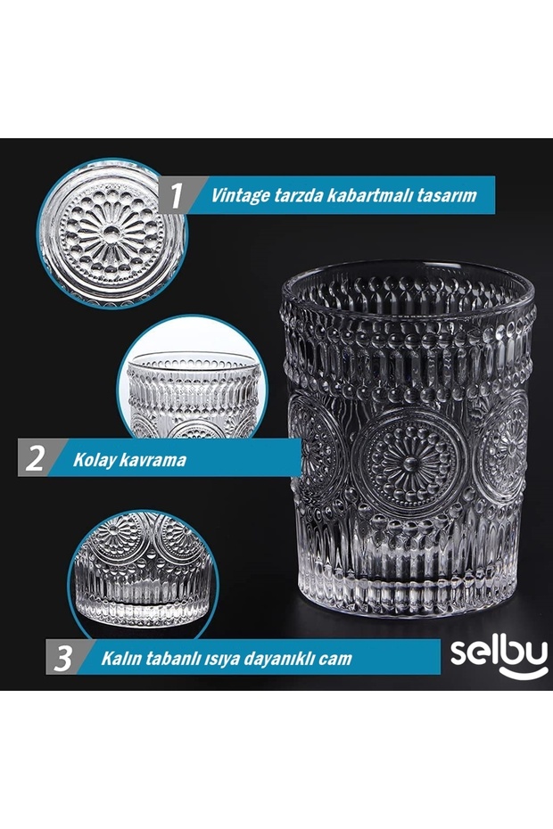 Ayçiçeği Desenli 6'lı Cam Bardak Seti | Meşrubat Ve Su Için Şık Tasarım | Popüler Bardak Seti - 4