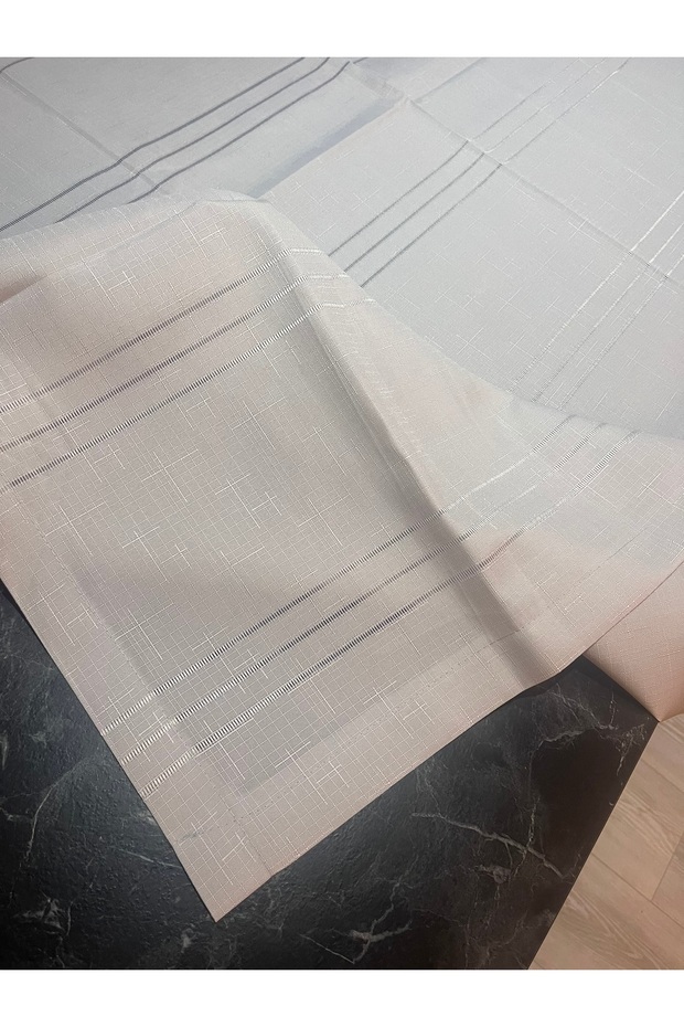 Line Pattern Linen Laceless Tablecloth - 3