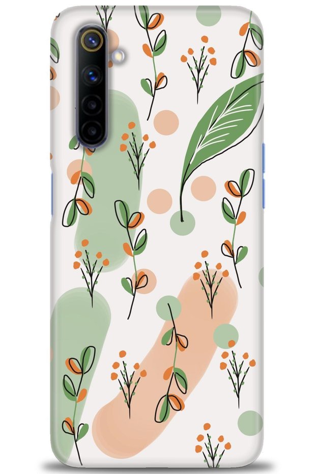 Realme 6 Case Hd Printed Case - Flower Pattern + Full Screen Protector