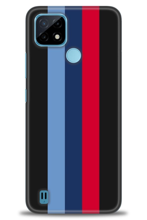 Realme C21 Case Hd Printed Case - Burgundy Blue Bars