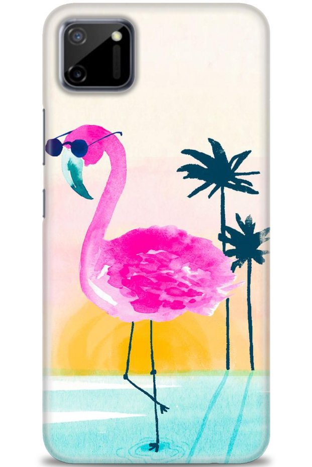 Realme C11 Case Hd Printed Case - Flamingo + Full Screen Protector