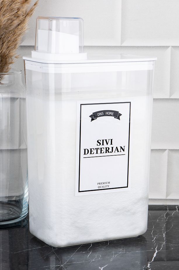 Sıvı Deterjan Saklama Kabı Kendinden Ölçekli Vakum Kapaklı Saklama Kutusu Deterjanlık 3000 ml - 5