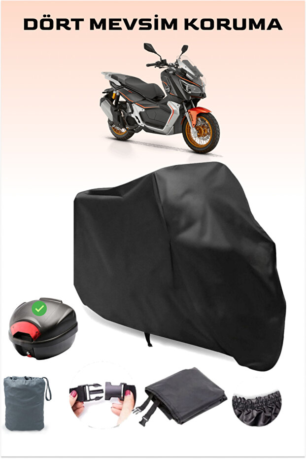Black Rks Reale 125X Rear Bag Compatible Motorcycle Tarpaulin Waterproof Durable Fabric