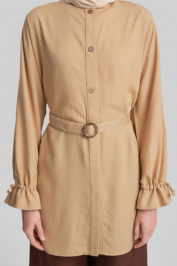 Viskon Keten Tunik 24y4018 Camel - 5