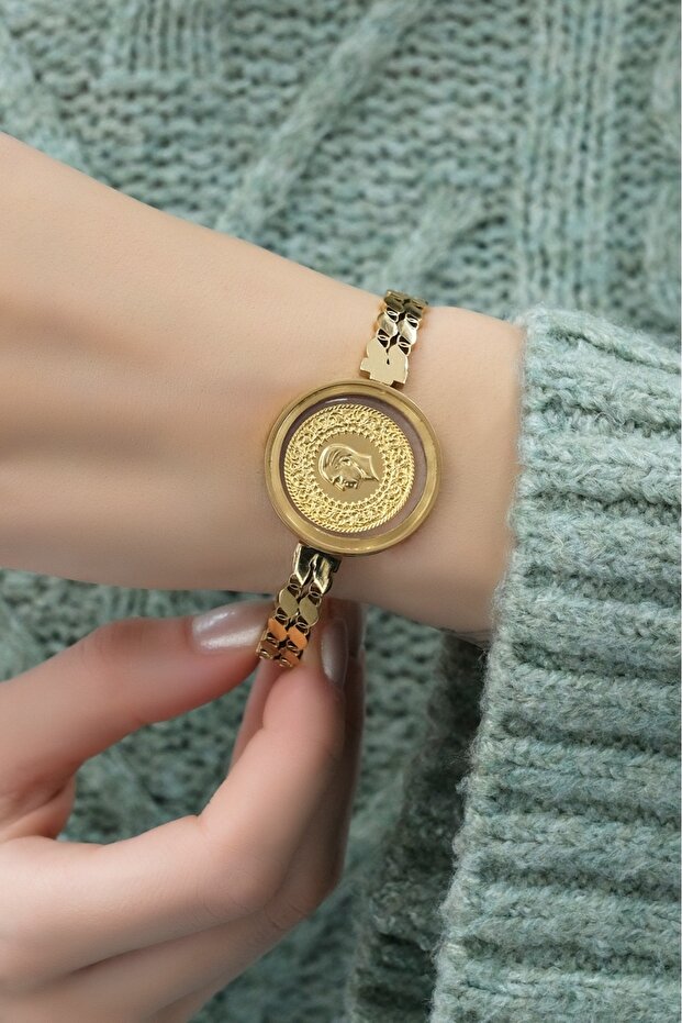 Yarım Altınlı Camlı Pullu Kelepçe - 3