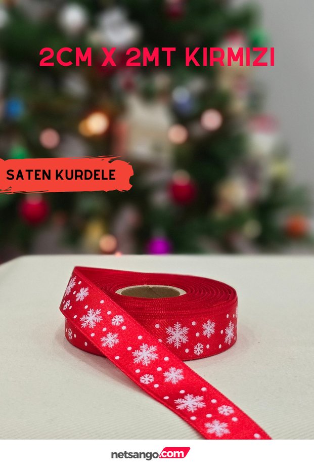 2cm X 2Mt Christmas Patterned Satin Ribbon