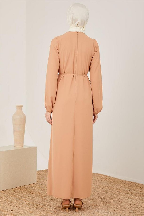Önü Piliseli Elbise 22y9435 Camel - 4
