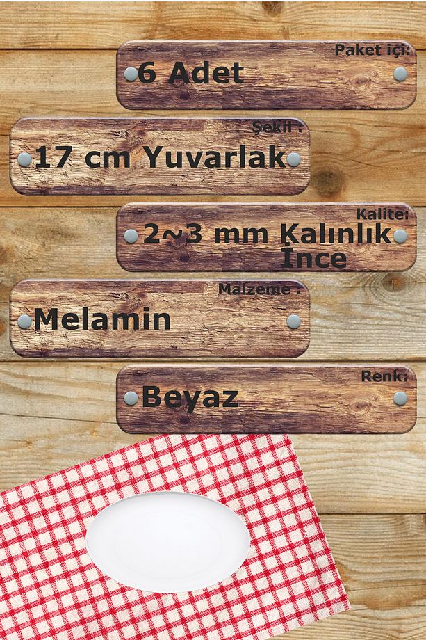 MimHome Fast 17cm 7"inch Sade Tabak:HORECA Piknik Serpme Kahvaltı Peynir Sunum - 2
