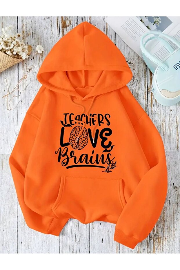 Teachers Love 2 Thread Raster Hooded Pocket Sweatshirt