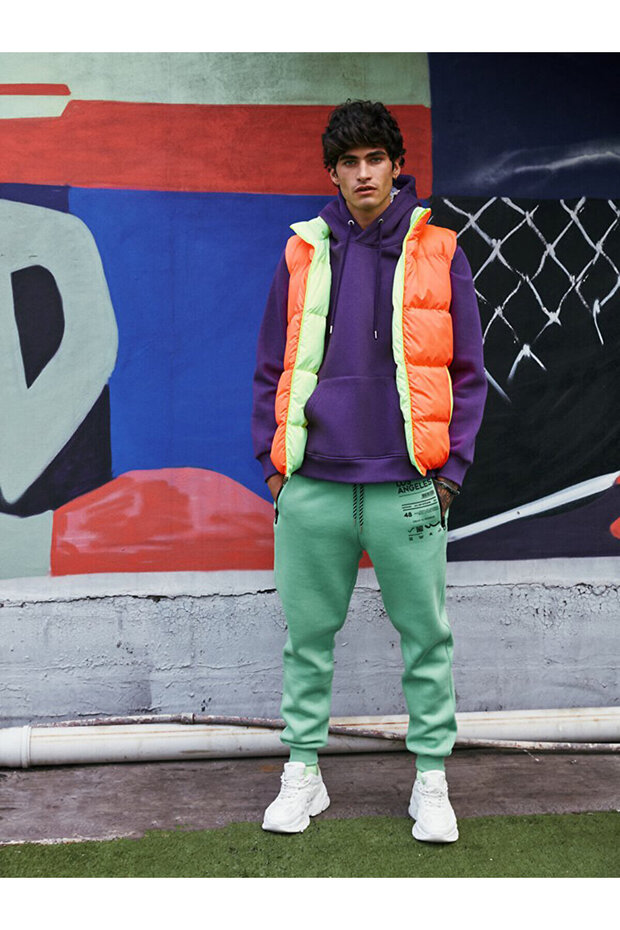 Kapüşonlu Mor Sweatshırt - 1