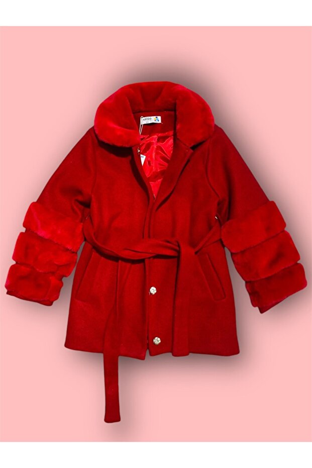 Girl's Red Stamp Coat