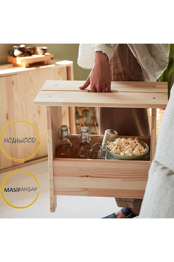 Masif Ahşap çok amaçlı modüler  tabure, koltuk, yan sehpa veya komodin - 3