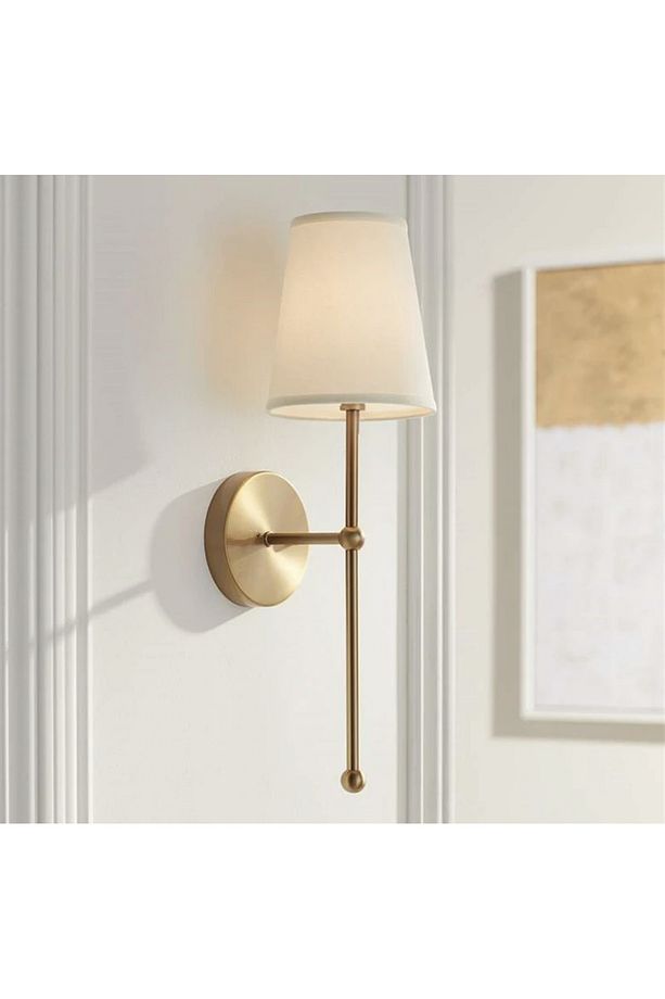 Modern Tasarım 1 Adet Duvar Ledli Pilli Aplik Tak Çalıştır Eskitme Gold Krem Abajur Gün Işığı Pilli - 6