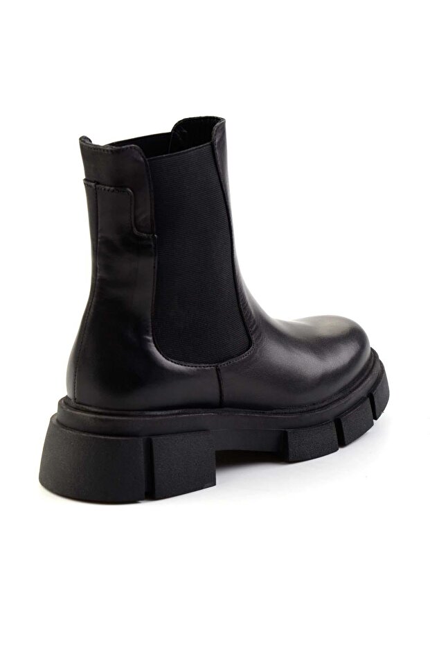 Siyah Leather Kadın Bot & Bootie K02060050003 - 4