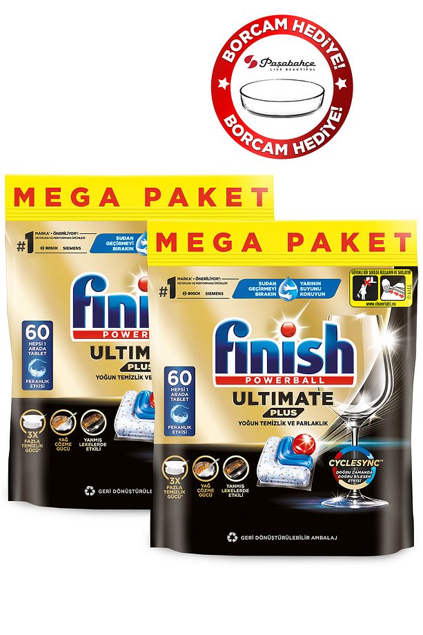 Ultimate Plus Hepsi Bir Arada Bulaşık Makinesi Deterjanı Tablet 120 Adet +Borcam Hediye - 3