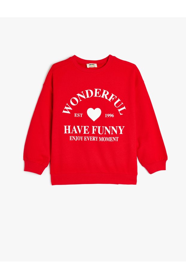 Sweatshirt Slogan Printed Long Sleeve Crew Neck Cotton Ribbon