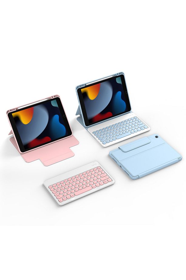 iPad 10.2 2021 9.Nesil Uyumlu Klavyeli Kılıf Wiwu Protective Gizli Kalem Bölmeli Mavi - 5