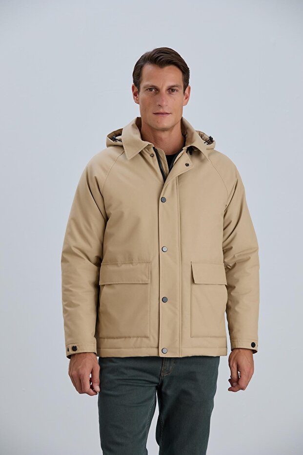 Çıkabilir Kapüşonlu Erkek Pamuk Mont - 6