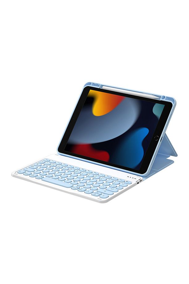 iPad 10.2 2021 9.Nesil Uyumlu Klavyeli Kılıf Wiwu Protective Gizli Kalem Bölmeli Mavi - 2