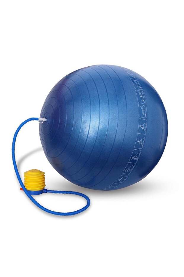 Unisex Antiburst Ball | Blue | 75 Cm | Pvc | With Footpump | Exercise | Home Gym