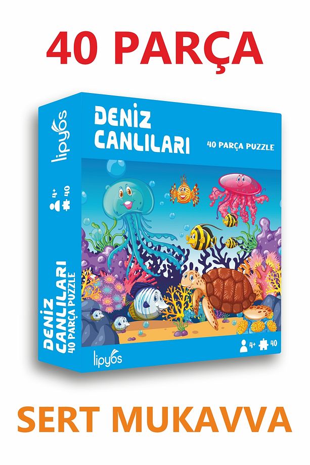 40 Parça Deniz Canlıları Mukavva Mini Puzzle 10 Adet - 2