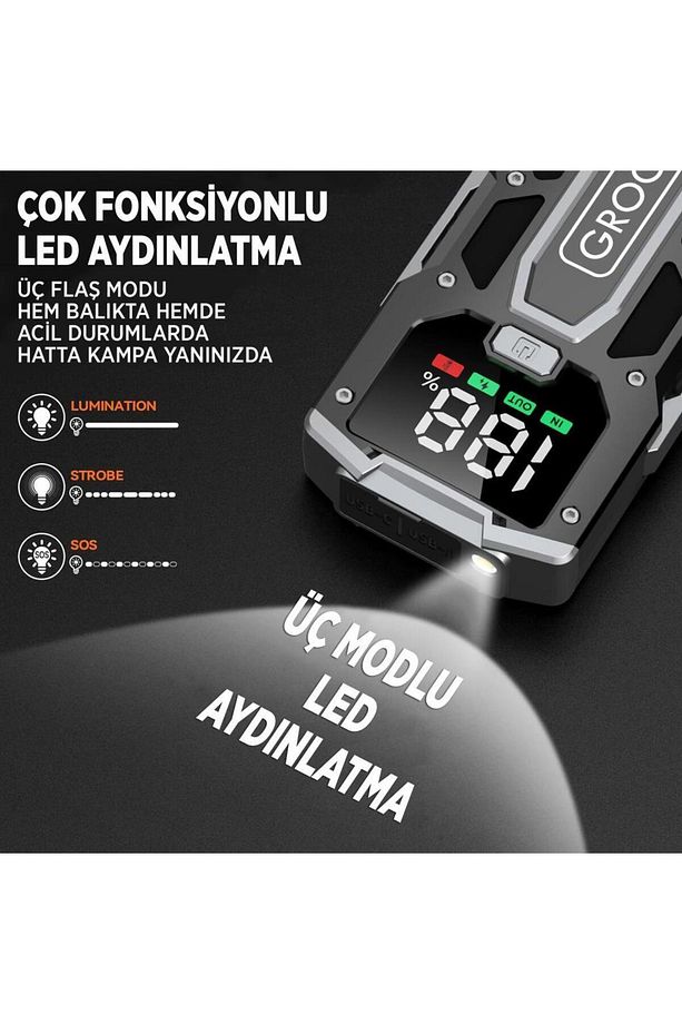 M01 15800mah 2000a Akü Takviye Cihazı Taşınabilir Jump Starter (POWERBANK LED LAMBA LCD EKRAN) - 5
