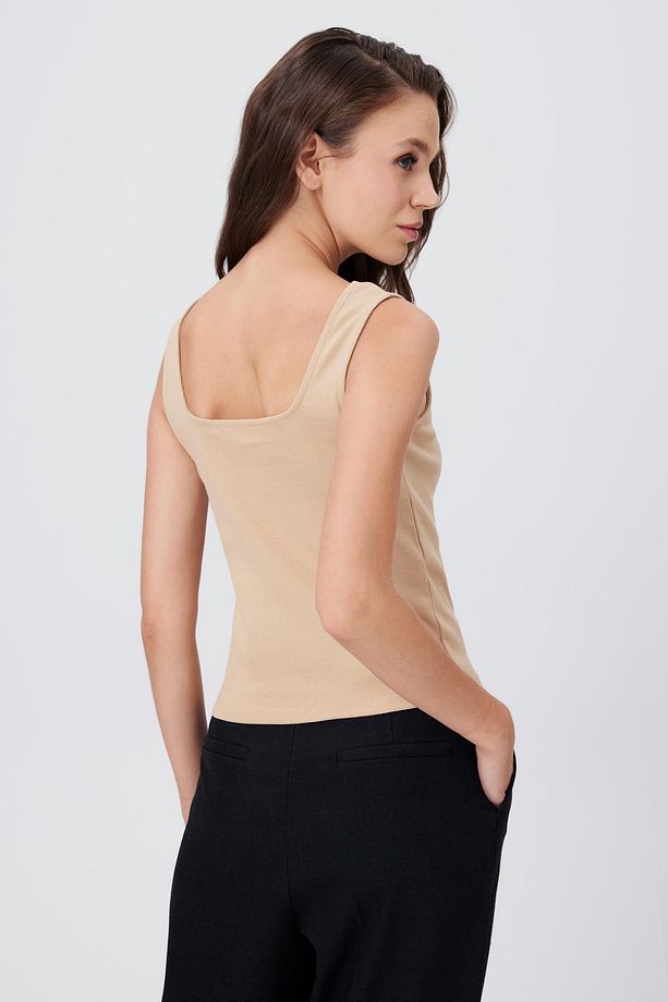 Kare Yaka Elastanlı Koton Basic Atlet - 2