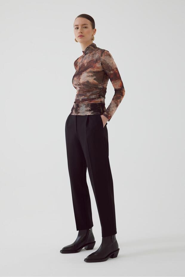 Patterned Lycra Tulle Multi-Colored Knitted Blouse - 3