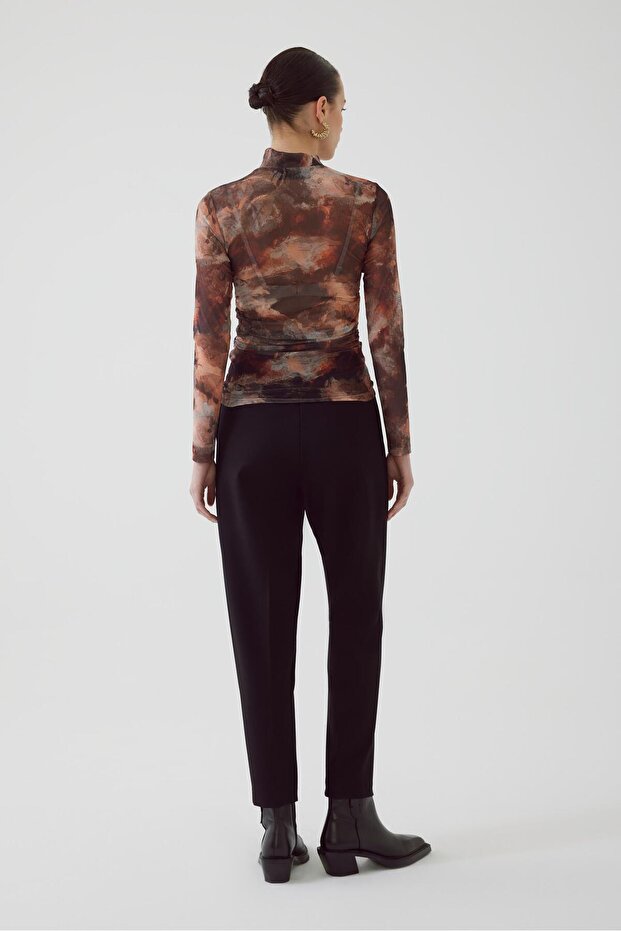 Patterned Lycra Tulle Multi-Colored Knitted Blouse - 2