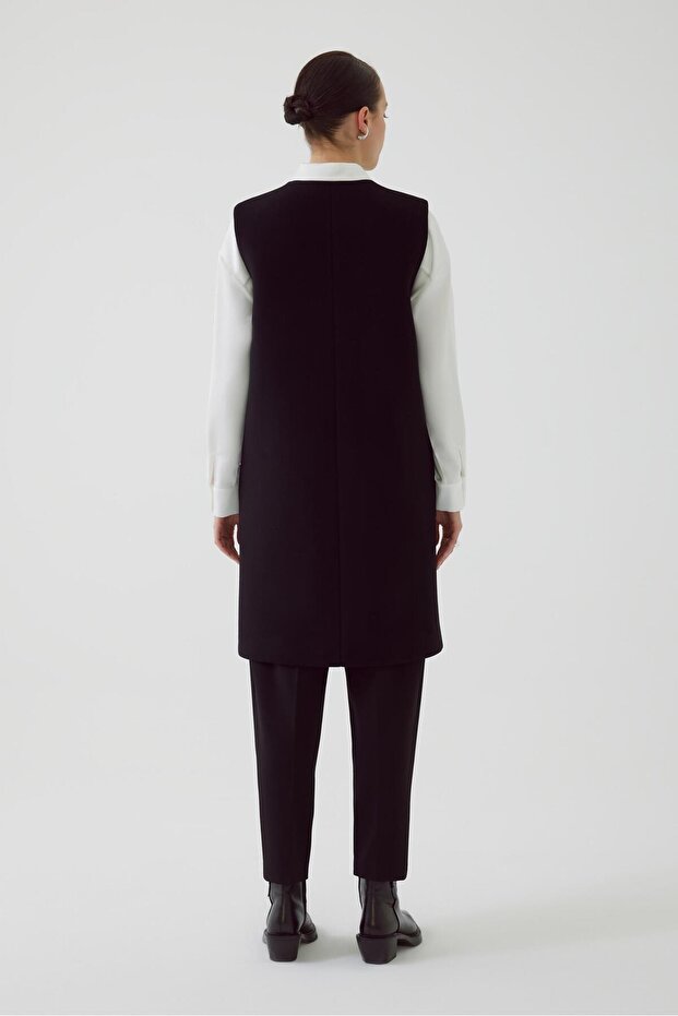 Yünlü Regular Siyah Yelek - 4