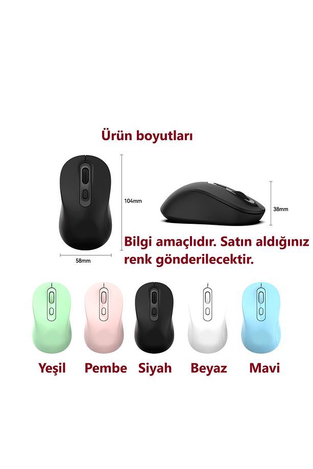 2.4 Ghz Kablosuz Bilgisayar Faresi - 4 Tuşlu Mouse (E-50) - Kablosuz Mouse Yeşil - 2