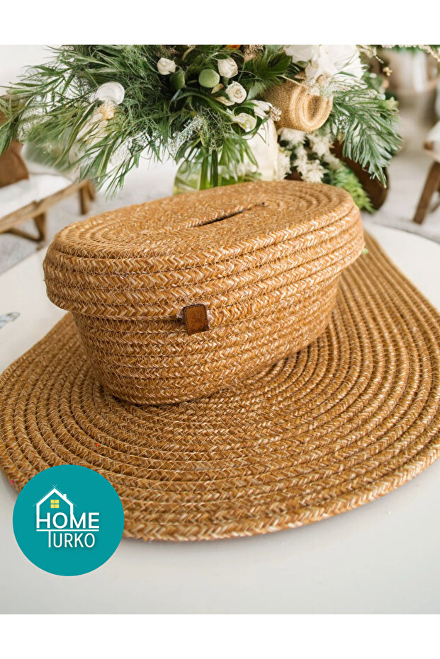 Jute Supla Runner, Presentation Set, Dowry Household Item, Napkin Holder, Set of 7, Boho Set