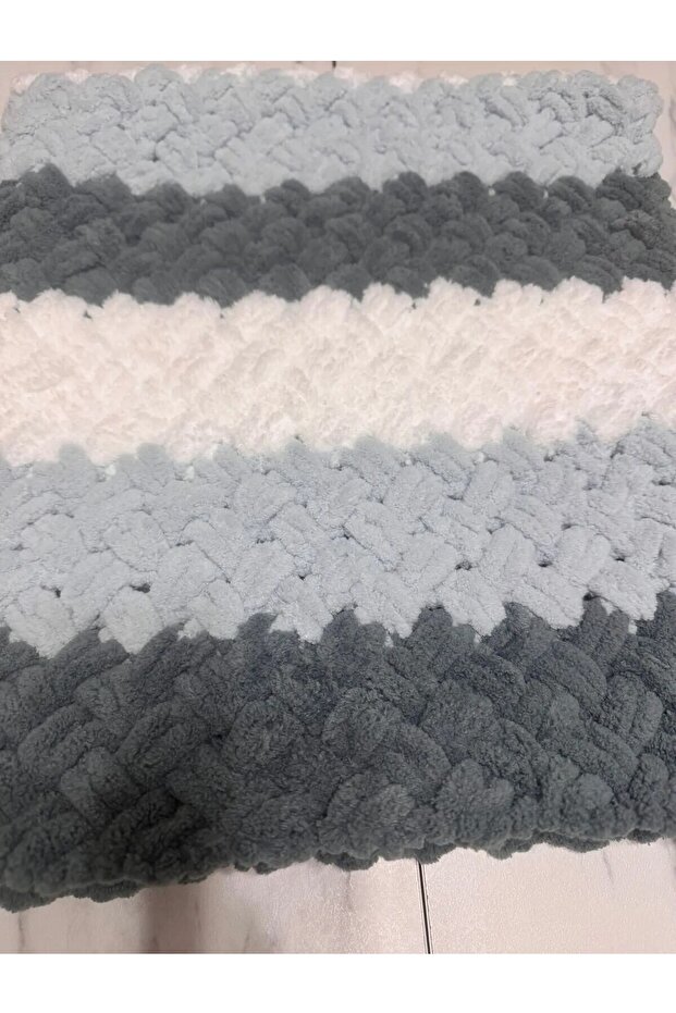 El Örgüsü Alize Puffy Tv Battaniyesi Çok Renkli Hasır Desen - 4