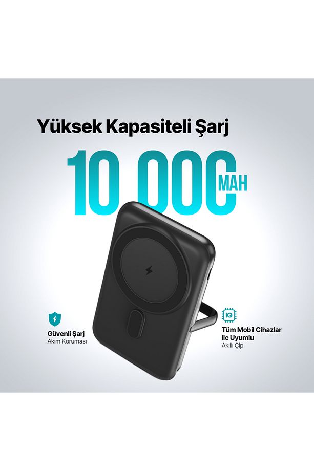 ReCharger Pro M LCD 10.000mAh MagSafe Uyumlu PD 20W Stantlı Kablosuz Taşınabilir Hızlı Şarj Aleti - 2