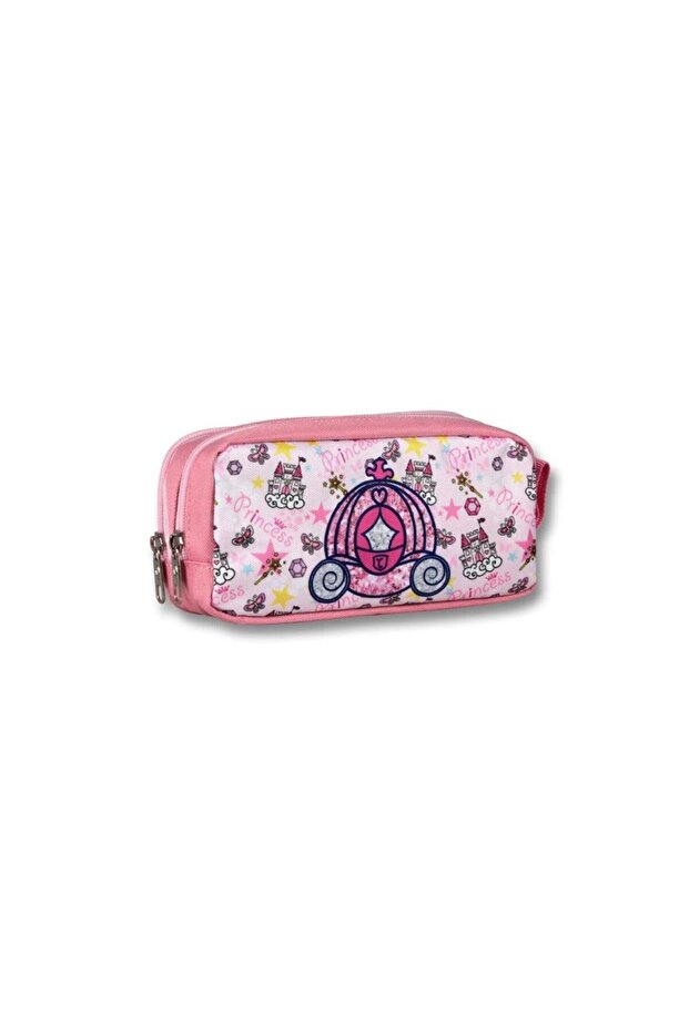 Ümit Bag Girl's Princess Pencil Bag with Two Compartments - Pink 3015