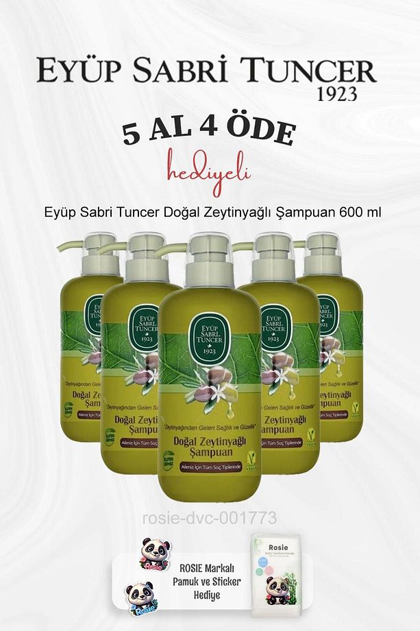 Doğal Zeytinyağlı Şampuan 600 ml 5 Al 4 Öde ve Rosie Pamuk - 1